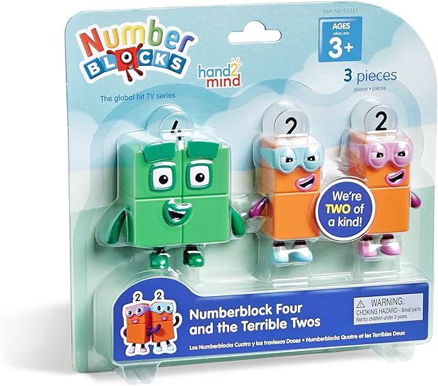 The hand2mind Numberblocks Four and The Terrible Twos, Toy Figures Collectibles, Small Cartoon Figurines for Kids, Mini Action Figures, Character Play Figure Playsets, Imaginative Toys