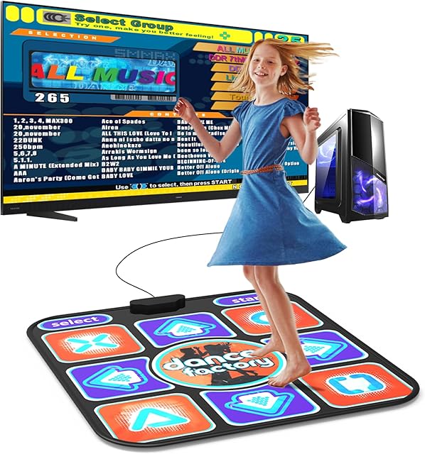 The USB Dance Mat for PC/Computer, Upgraded Dance Pad for Home Entertainment & Exercise, Dancing Game Installer Included, Only Compatible with Windows System (Pattern-B)