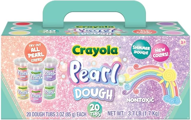 The Crayola Dough - Pastel Play Dough with Pearl Special Effects | 20 Tubs of 3oz Pearlized Sparkle in 6 Pastel Colors | Non Toxic Playdough for Home, Party Favors, Preschool and Classroom Supplies