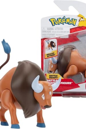 The Pokémon Tauros Battle Feature Figure - 4.5-Inch Tauros Battle Ready Figure with Leg Kick Attack, PKW3369