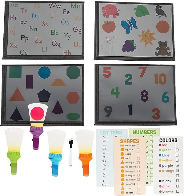 The Fun Express Basic Skills Magic Flashlight Activity Set for Engaging Learning, Imaginative Play & Skill Development! Perfect for Kids - 16 Pieces