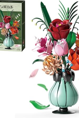 The Roses Building Set Flowers Bouquet with Vase for Adults -566pcs
