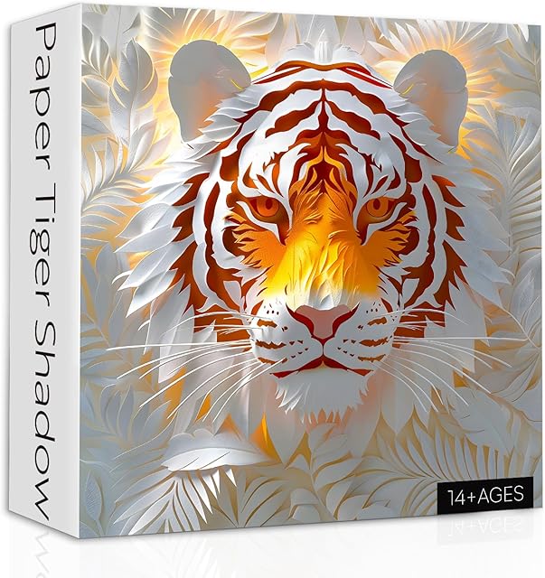 The Tiger Animal Puzzles for Adults 1000 Pieces, Jungle Tiger Paper Cut Jigsaw Puzzles, Challenging Difficult Wildlife Puzzle for Home Decor