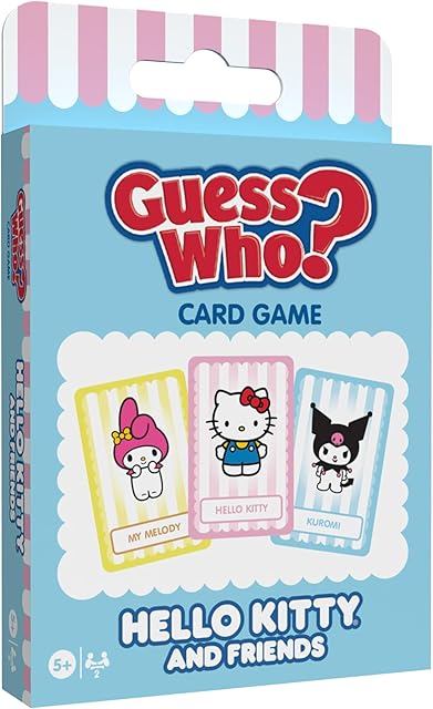 The USAOPOLY Guess WHO? Card Game: Hello Kitty and Friends, Featuring 20 Characters, My Melody, Kuromi, Badtz-Maru and More, Family Friendly Deduction Game, Officially Licensed Merchandise & Collectible
