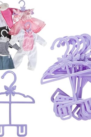 The Purple Full-Outfit Hanger 24pk for American 18" Doll Clothes- Hold Your Tops & Bottoms Together Including Dresses, Pants, Shirts, Skirts, & Accessories- Perfect Girl Gift Set