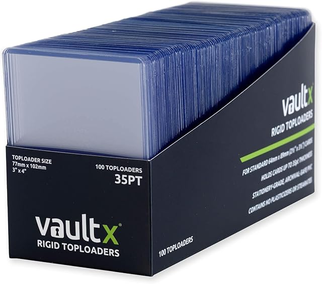 The Vault X Toploaders 35pt, Trading Cards, Premium Extra Thick, 3" x 4" Seamless Rigid Card Holders, Hard Sleeves, Clear Protection for Collectible Card Games, Sports, TCG (100 Pack)