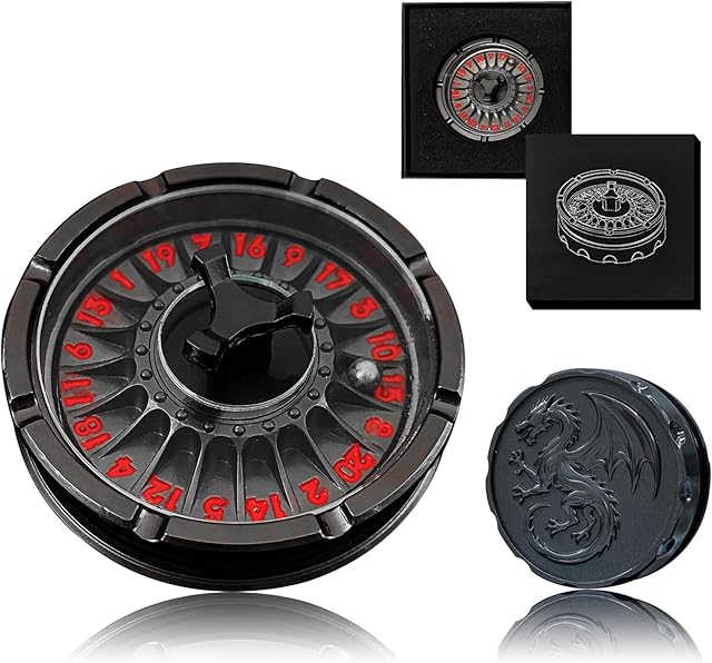 The G20 Roulette Dice Spinner for DND Dice Set, 7-in-1 Dragon Metal D&D Dice with Gift Case for Dungeons and Dragon Game, RPG Role Playing Table Game Gifts (Black-red)
