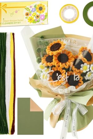 The Pieces Pipe Cleaners Crafts Set,5 Colors Chenille Stems Creative Craft Pipe Cleaners Flowers for DIY Craft Bouquets,Holiday Decorations