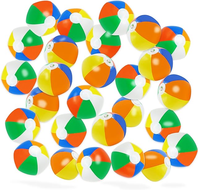 The 4E's Novelty Mini Beach Balls Bulk Pack - 28/50/100 Pcs - Summer Pool Party Favors for Kids, Inflatable Pool Toys, Hawaiian Luau Party Decorations Goodie Bag Fillers