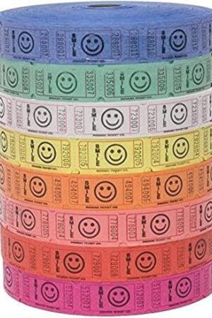 The Raffle Tickets - 4 Rolls of 2000 Tickets) 8,000 Total Smile Raffle Tickets (4 Assorted Colors)