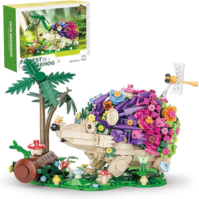 The RiceBlock Hedgehog Building Sets, Flowers Animal Building Toys Collectible Gift ,Birthday Gifts Toys for Adults and Kids Age 6+(998 Pieces).