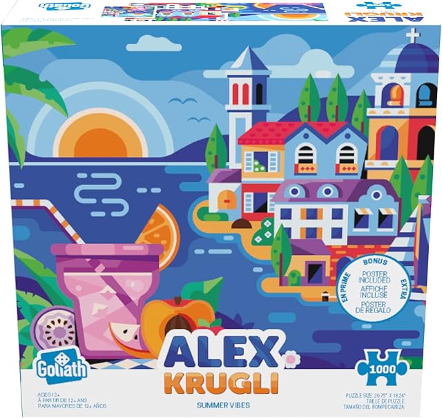 The Goliath Alex Krugli: Summer Vibes 1000-Piece Puzzle - Completed Size 26.75 x 18.26 Inches - Ages 12 and Up