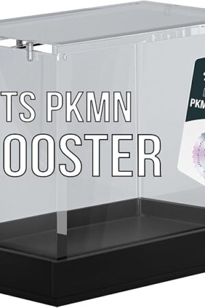 The PKMN Booster Box Case Acrylic Display - Booster Box Protector Case - 8mm + 5mm Acrylic 5x3mm Magnets - Compatible with PKMN Booster Boxes (Black Base)
