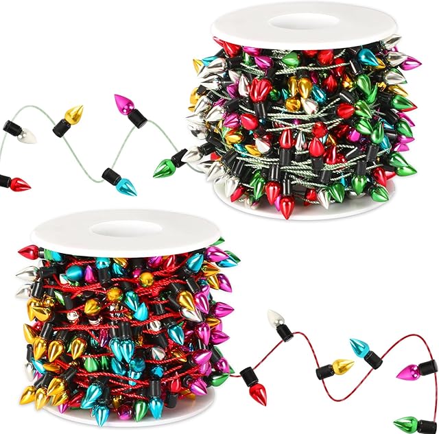The Jansun 32.8 feet Dollhouse Fake Lights String, 2 Rolls Miniatures Dollhouse Christmas Decorations for Doll House Miniature Furniture Crafts Accessories Christmas Holiday Party Decor