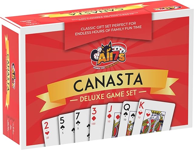 The Deluxe Canasta Game Set - Classic Card Game for Adults & Seniors - Large Print Cards, Rotating Tray & Scorepad - Gift for Families & Grandma