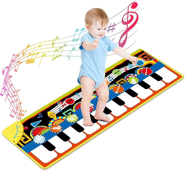 The Cyiecw Piano Mat, Toddler Toys Musical Mat with 25 Music Sounds Floor Piano Keyboard Mat Carpet Touch Playmat Educational Toys for Baby Kids Boys Girls 1 2 3+ Year Old