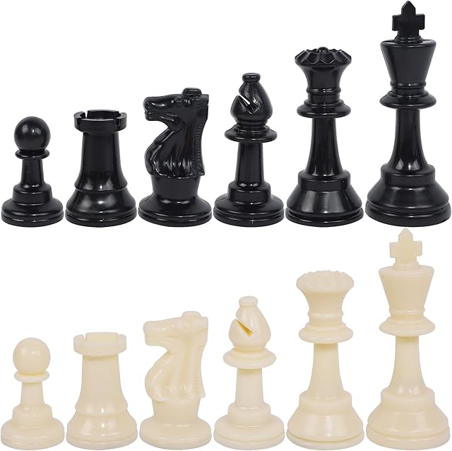 The Juegoal Plastic Chess Pieces Only, 32 Pieces Each Chessmen Pieces, 3.75 Inch King Figures Chess Game Pawns Figurine Pieces, Replacement of Missing Piece