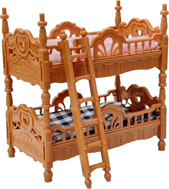 The Kids Mini Bunk Bed Toy Doll House Furniture Miniatures Dollhouse Bedroom Decoration Accessories Birthday Gift Prizes