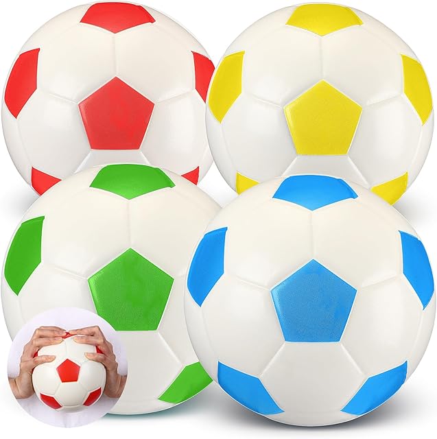 The Junkin 4 Pcs Foam Soccer Balls for Kids 6'' Mini Soft Foam Soccer Ball Indoor Outdoor Small Quiet Ball Recess Equipment Sport for Toddlers Beginner Practice Training Backyard Play Game