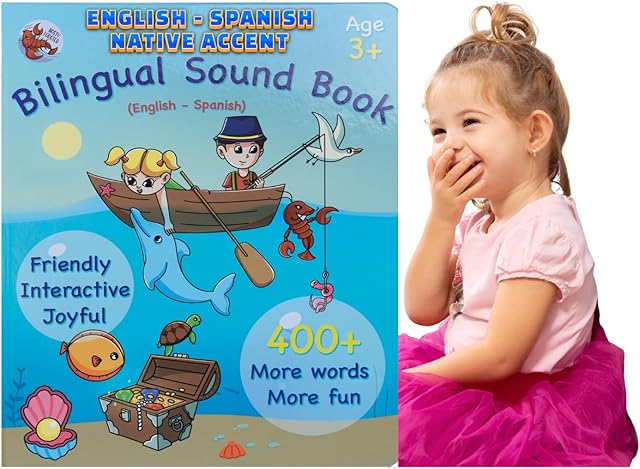 The English and Spanish ABC Learning for Children, Interactive Kids Book, Fun Educational Toy to Learn Letters and Words, Bilingual AudioBook for Toddlers (Ages 3+) Boys / Girls