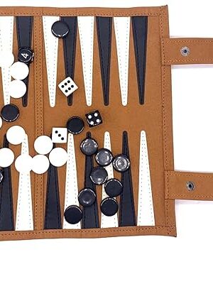 The Roll-up Portable Suede Backgammon Game Set, Foldable Travel Backgammon Games, Portable Lightweight Backgammon Game for RV Travel, Cruise, Airplane, Camping, Backpacking, Road Trips
