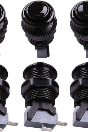 The Reyann 6X Black Happ Type Standard Arcade Push Button with Microswitch for Mame/Jamma/Arcade Video Games