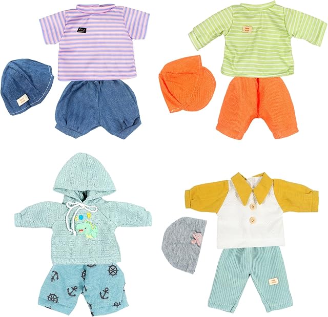The Baby Dolls Clothes Boy for 12 13 14 15 16 Inch Dolls, Doll Clothes 12-14-16 Inch Dolls, 4 Sets 15 inch Doll Outfit Accessories fit Doll Newborn Baby Doll Boy