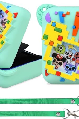 The RAIALL Silicone Cover Case for Bitzee Disney Interactive Toy Digital Pet, Kids Protective Bitzee Disney Virtual Electronic Pet Lanyard Silicone Holder, Portable Travel Soft Silicone Sleeve, Green