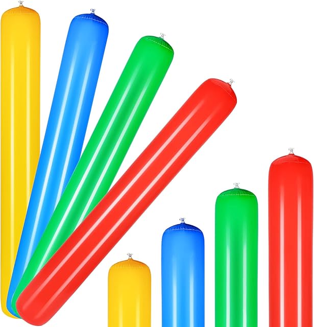 The Deekin 4 Pcs Pool Inflatable Sticks Inflatable Pool Noodles Colorful PVC Outdoor Water Games Giant Blow up Noodles for Swimming Pools Adults Beach Lake Party, 41.34 Inch