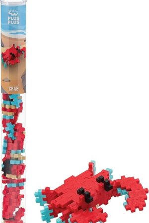 The PLUS PLUS 3D Puzzle Building Block Set, 70 Mini Interlocking Pieces, Fun STEM Toys for Kids - Crab Mini Maker Tube