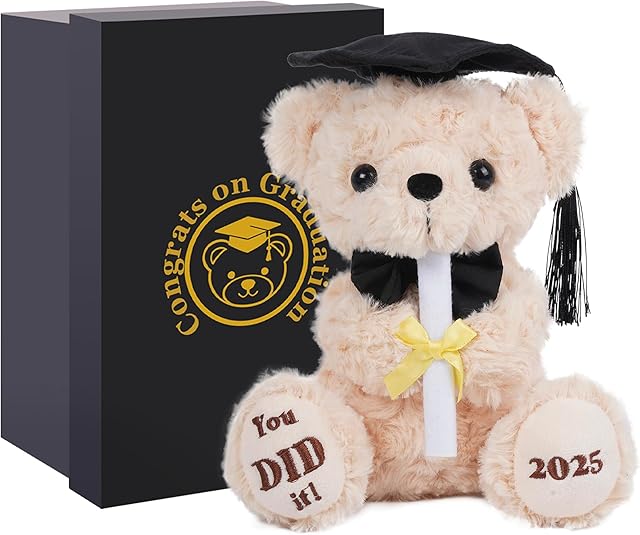 The Class of 2025 Graduation Bear - Graduation Gift Teddy Bear, Stuffed Plush Toy with Cap & Certificate, High School Graduation Gifts for Boys & Girls - Grad Bear Gift 2025-8 Inch| You DID it?