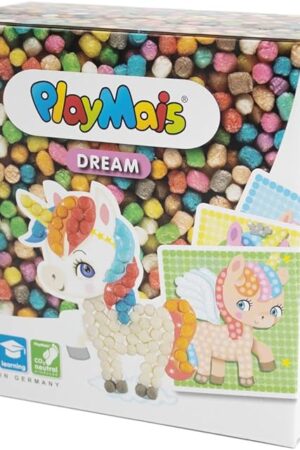 The PlayMais Mosaic Dream Unicorn Creative Craft kit for Girls & Boys from 3 Years I 2300 PlayMais & 6 Mosaic templates with Unicorns I stimulates Creativity & Motor Skills I Natural Toy