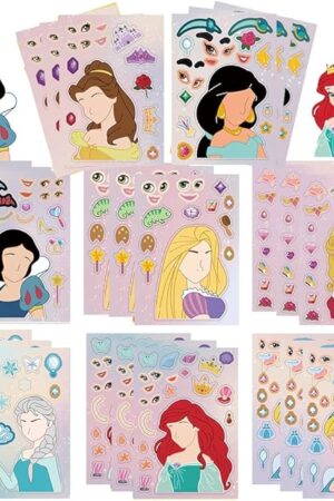 The Princess Stickers for Kids - 24 Sheets Make Your Own Princess, Girls Make a Face Stickers, Classroom Rewards, Art Craft Party Supplies