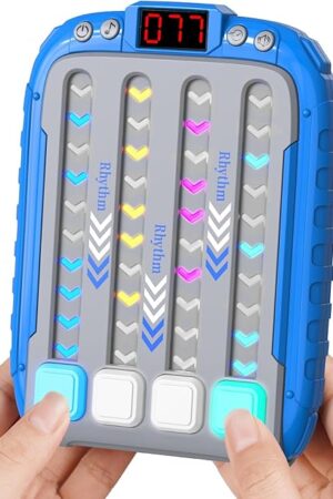 The Rhythm Game Machine with Music and Light, Travel Handheld Puzzle Game, Fast Press Push Game, Fidget Toy for Kids Aged 3-16 Years Old, AA Battery Operated