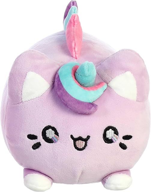 The Aurora® Enchanting Tasty Peach® Lavender Dream Meowchi Stuffed Animal - Bright & Colorful Design - Showpiece Plush - Purple 7 Inches
