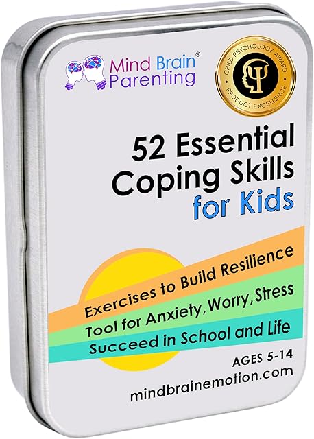 The Mind Brain Emotion 52 Essential Coping Skills for Kids: Mindfulness CBT Cards for Stress, Anxiety, Anger, Executive Functioning, Coping Strategies for Anxious Generation, Family, School Therapy Game