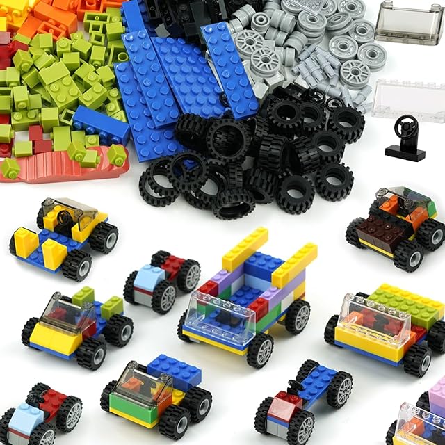 The Classic Bricks Wheels and Axles Sets, Over 400pcs Car Parts and Pieces Tires, Educational Building Kits Toys