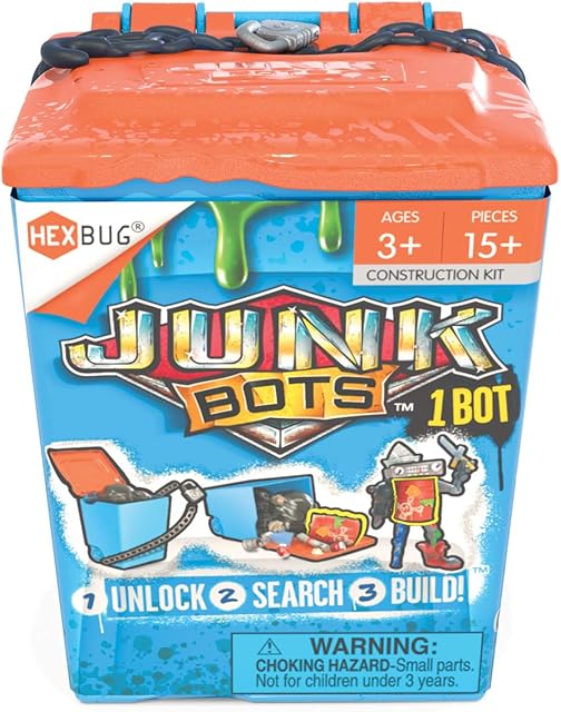 The HEXBUG 480-6841 JUNKBOTS-Trash Bin Assortment Kit-Surprise Every Box LOL with Boys and Girls-Alien Powered Toys for Kids-24+ Pieces of Action Construction Figures-for Ages 5 and Up