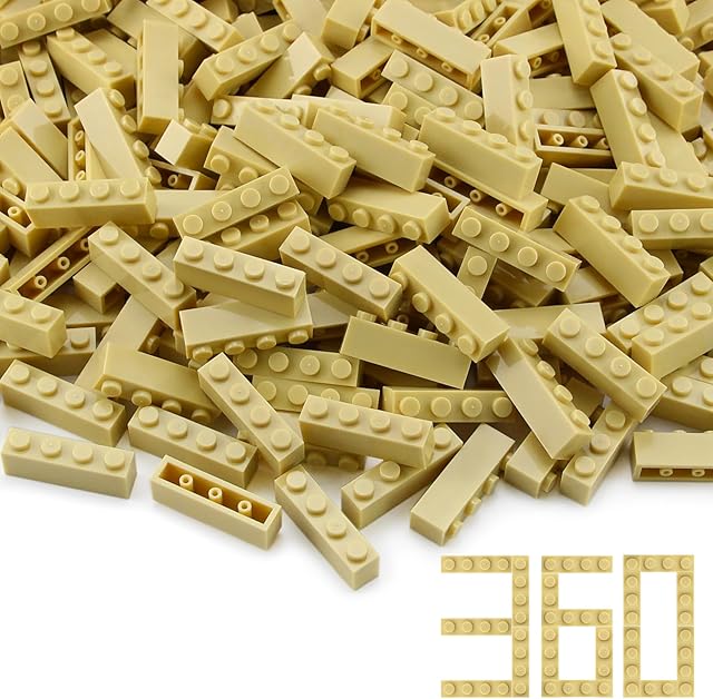 The Feleph 360 Pieces 1x4 Bricks Tan Classic Parts Bulk Building Creative Play Blocks Set Toy Basic Accessories Compatible with 3010 3066 Major Brands