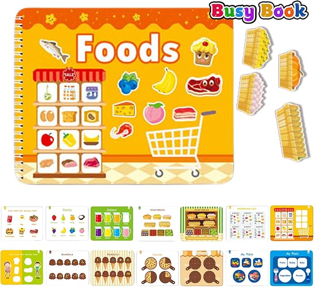 The Flybean Busy Book for Toddler 3-5, Preschool Learning Activity Toys, Montessori Quiet Book, Sticker Books, Educational Gift Travel Toy for Kids, Autism Toys