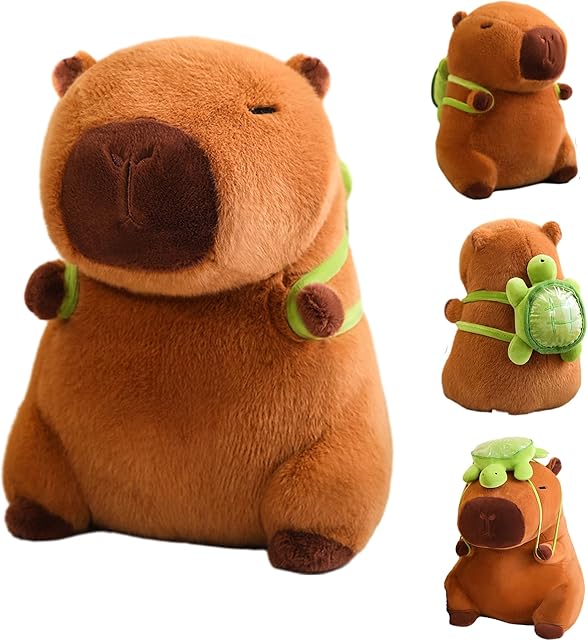 The Soft Capybara Stuffed Animals Capybara Plush Toys Plushies with Turtle Backpack Cuddly Doll Gift for Kids and Lovers