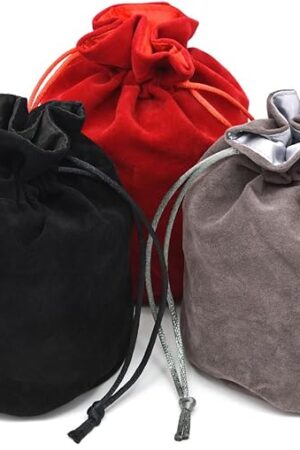 The Red/Grey/Black Drawstring Dice Bag - Dungeons and Dragons Fabric/Standing Cotton Fabric Dice bag/D&D Dice Pouch/Small Pouch/Also can be used as a Velvet Jewelry Bag(3 Colors for One Set)