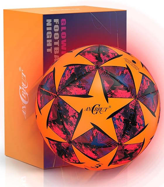The Light Up Soccer Ball Glow in The Dark Size 3/4/ 5 Indoor&Outdoor Sports Gifts Birthday Ideas for 3-15+ Boys, Girls, Teens with Pre-Installed Batteries & Pump