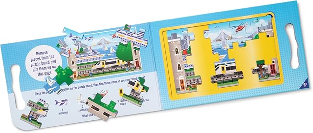 The Melissa & Doug Take-Along Magnetic Jigsaw Puzzle Set – Vehicles (2 x 15 Piece) Travel Activity Toy for Preschoolers and Kids Ages 3+