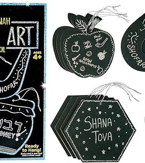 The Rosh Hashanah Scratch Art Set of 24 - Perfect Jewish New Year Gift for Kids Shana Tova Arts & Crafts DIY Kit Goodie Bag Rewards Holiday Presents Table Decorations Educational & Hours of Fun!