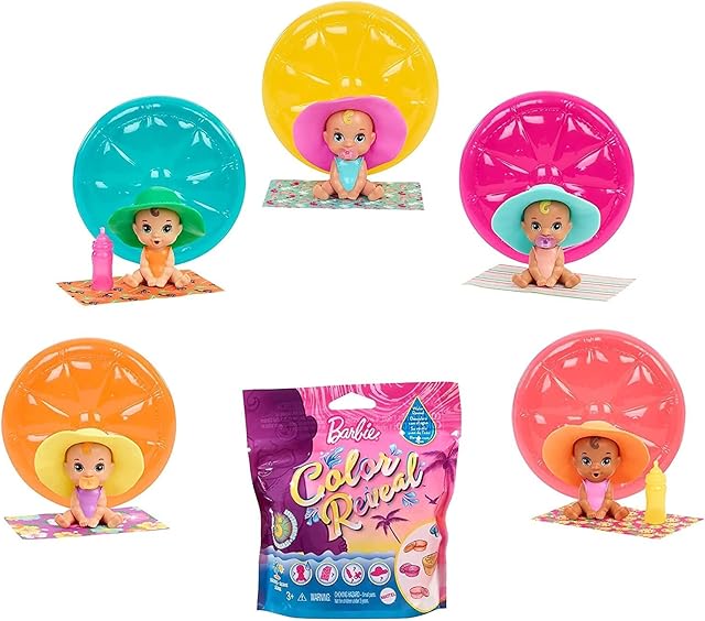 The Barbie GTT12 - Color Reveal Babies Sand & Sun Series Assortment, dla wieku 3+.