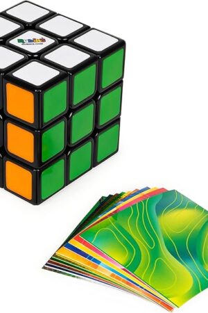 The Rubik’s Cube, Original 3x3 Cube with Removable Stickers for Customization in Fun Patterns, Problem-Solving Brain Teaser, Classic Color-Matching Puzzle, Fidget Toy, Sensory Puzzle for Ages 8 & Up