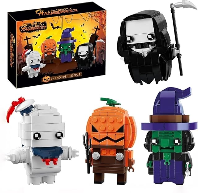 The Halloween Figure Building Set, Pumpkin Ghost Witch Devil Horror Building Blocks Compatible with Lego for Adults, Home Decor Toy 530Pcs