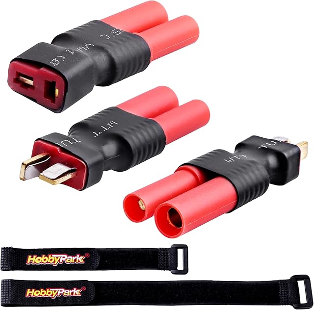 The Hobbypark Deans T Plug to HXT 4mm Connector Adapter RC Lipo Battery/Charger Adapter Converter for Redcat RC Cars Trucks Crawlers Buggies(3-Pack)