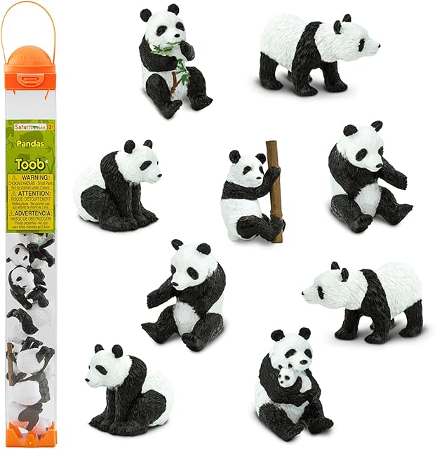 The Safari Ltd. Panda TOOB - Set of 9 Hand-Painted Mini Figurines - Educational Toy Figures for Boys, Girls & Kids Ages 3+